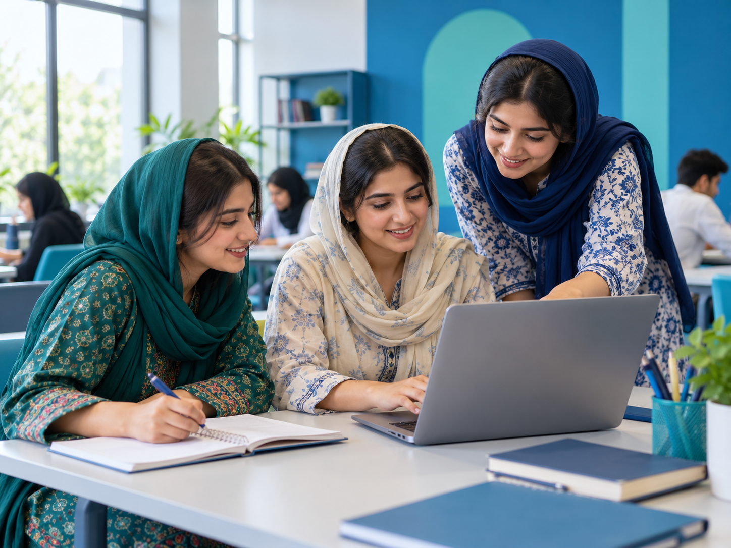 Women learning practical digital skills